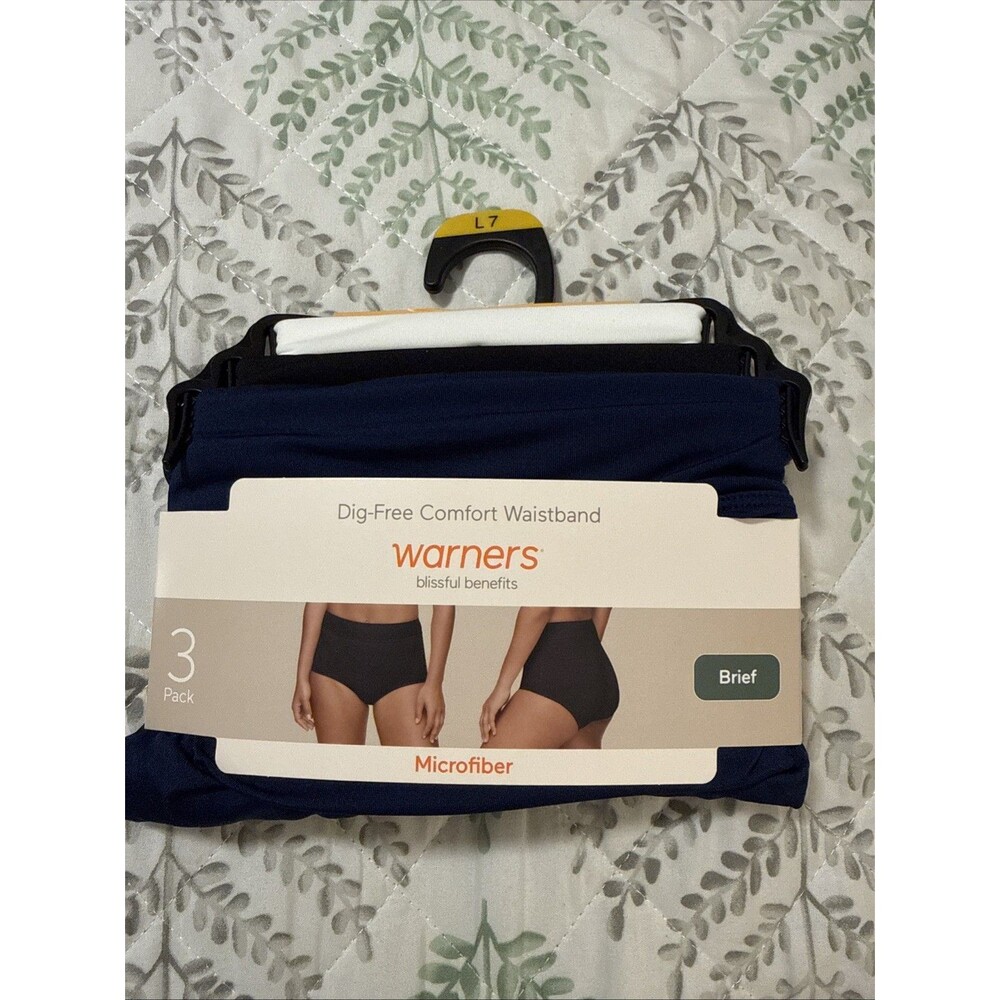 Warners Blissful Benefits Briefs 3 Pack Comfort Waistband Microfiber Large